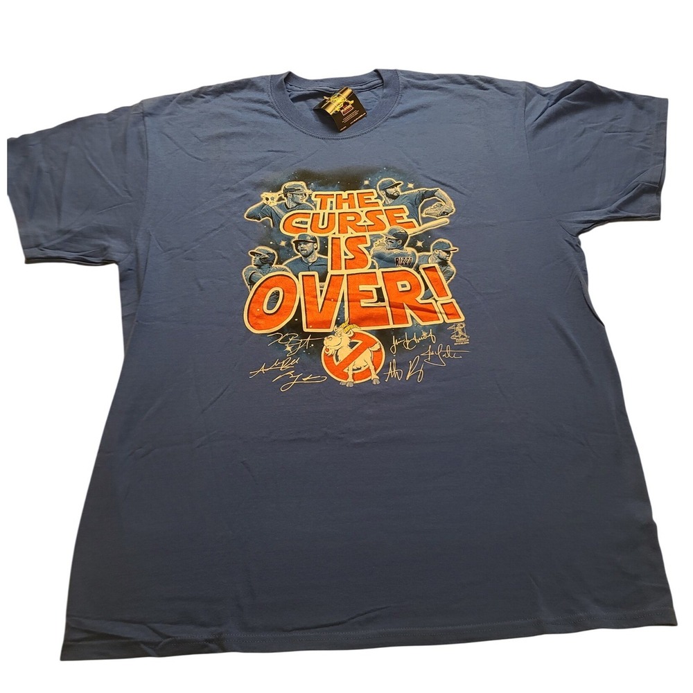 Port and Company Chicago Cubs The Curse Is Over 2016 World Series TShirt XL Blue